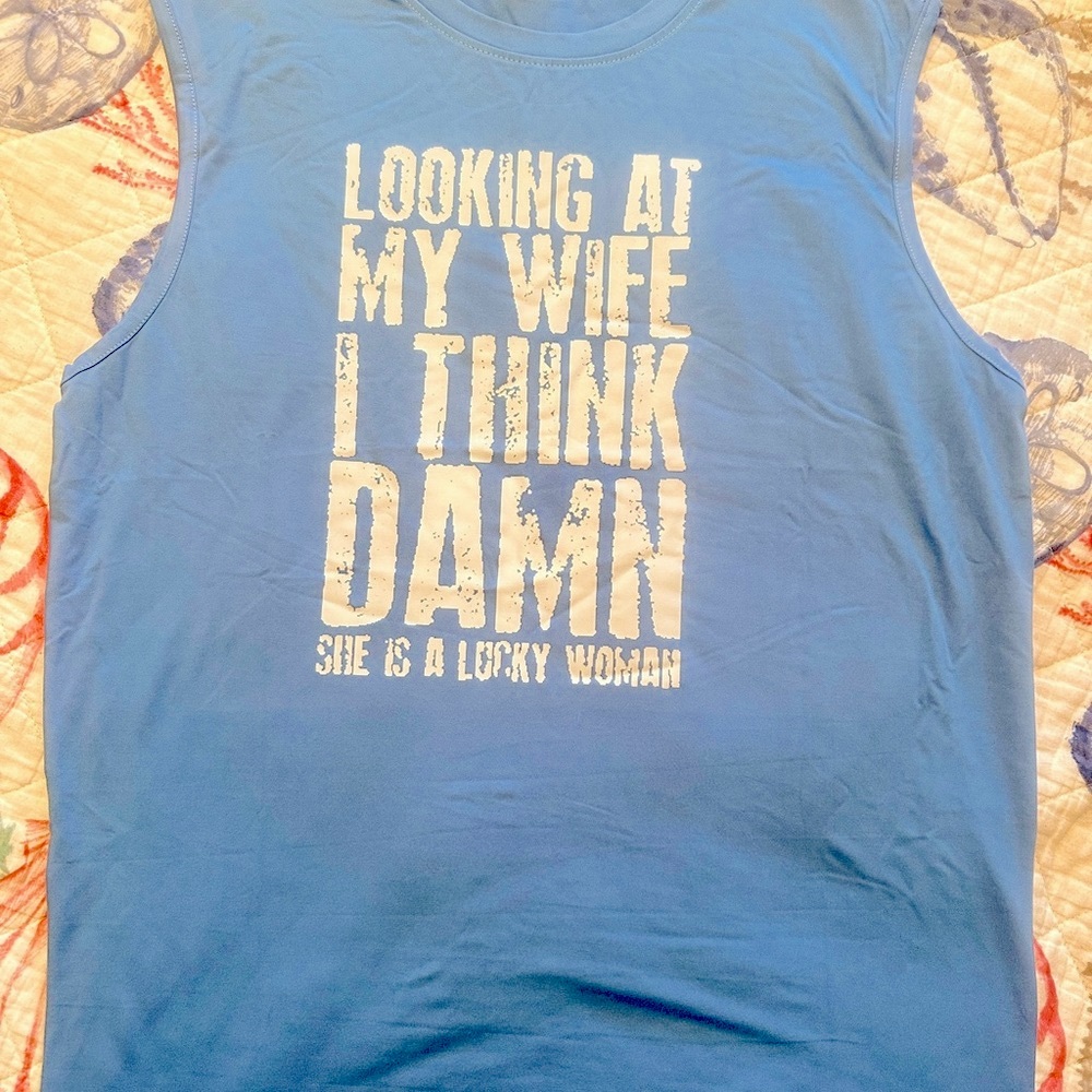 Men’s New Powder Blue Graphic Sleeveless Shirt